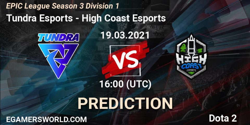 Pronóstico Tundra Esports - High Coast Esports. 19.03.2021 at 15:59, Dota 2, EPIC League Season 3 Division 1