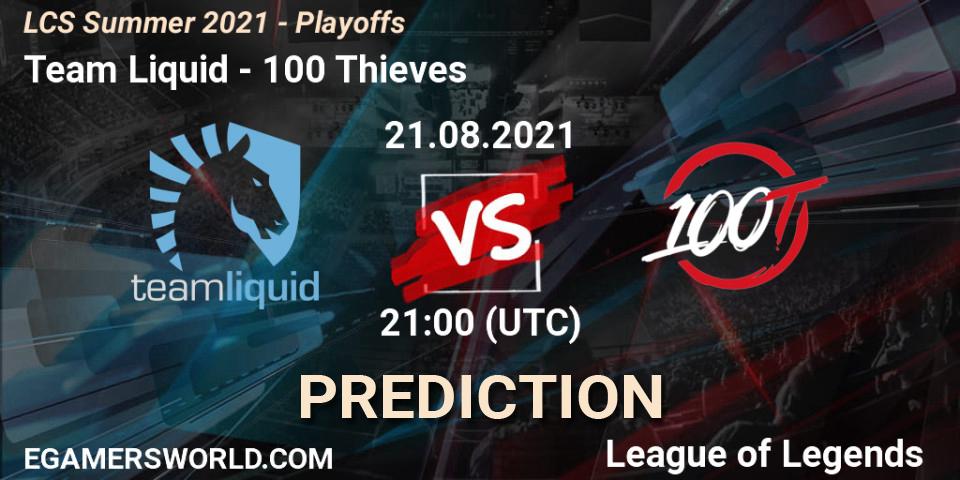 Pronóstico Team Liquid - 100 Thieves. 21.08.2021 at 21:00, LoL, LCS Summer 2021 - Playoffs