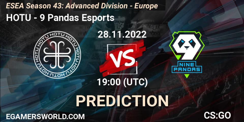 Pronóstico HOTU - 9 Pandas Esports. 28.11.22, CS2 (CS:GO), ESEA Season 43: Advanced Division - Europe