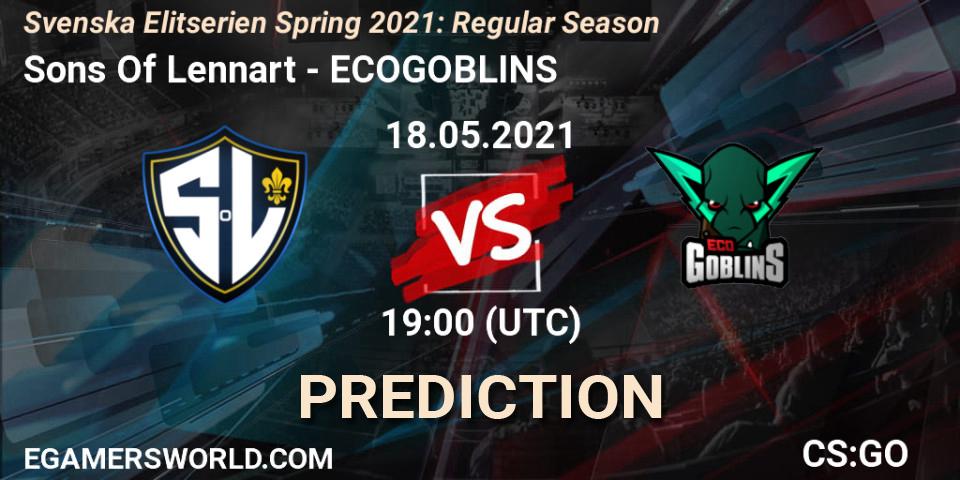 Pronóstico Sons Of Lennart - ECOGOBLINS. 18.05.2021 at 19:00, Counter-Strike (CS2), Svenska Elitserien Spring 2021: Regular Season