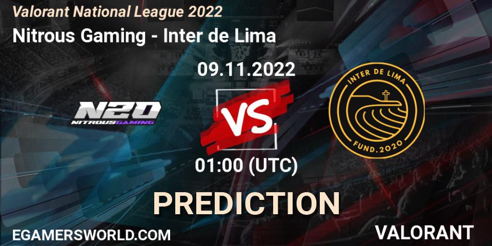 Pronóstico Nitrous Gaming - Inter de Lima. 09.11.2022 at 01:00, VALORANT, Valorant National League 2022