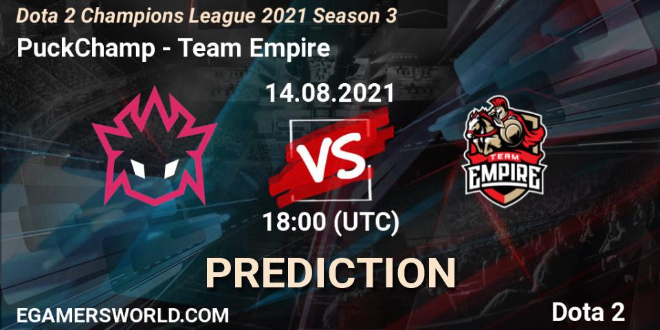 Pronóstico PuckChamp - Team Empire. 14.08.2021 at 18:00, Dota 2, Dota 2 Champions League 2021 Season 3