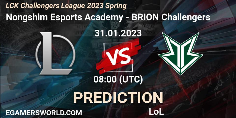 Pronóstico Nongshim Esports Academy - Brion Esports Challengers. 31.01.23, LoL, LCK Challengers League 2023 Spring