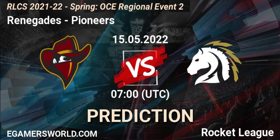 Pronóstico Renegades - Pioneers. 15.05.22, Rocket League, RLCS 2021-22 - Spring: OCE Regional Event 2