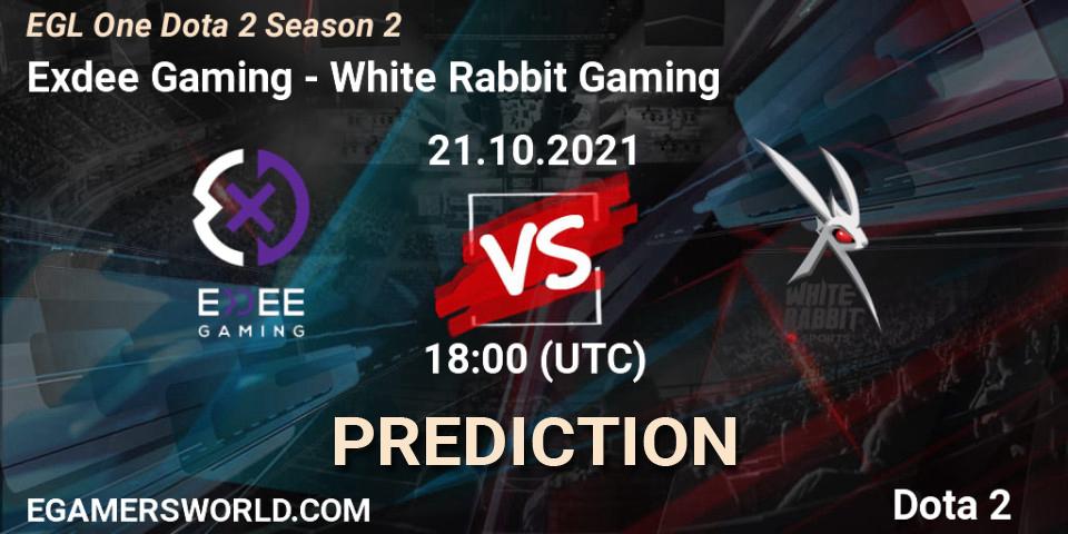 Pronóstico Exdee Gaming - White Rabbit Gaming. 21.10.2021 at 18:05, Dota 2, EGL One Dota 2 Season 2