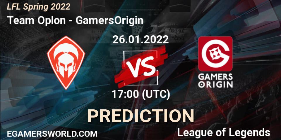 Pronóstico Team Oplon - GamersOrigin. 26.01.2022 at 17:00, LoL, LFL Spring 2022