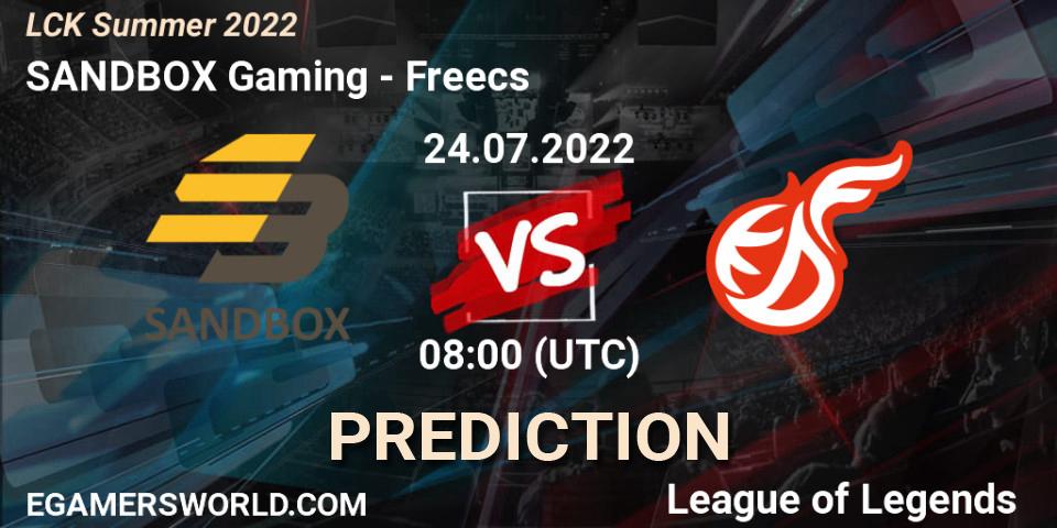 Pronóstico SANDBOX Gaming - Freecs. 24.07.2022 at 08:00, LoL, LCK Summer 2022