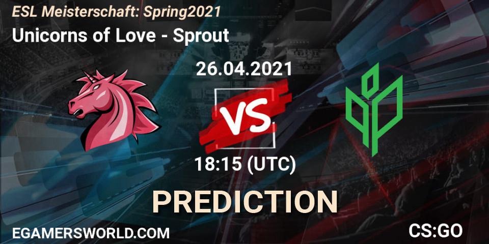 Pronóstico Unicorns of Love - Sprout. 26.04.2021 at 18:15, Counter-Strike (CS2), ESL Meisterschaft: Spring 2021