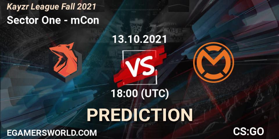 Pronóstico Sector One - mCon. 13.10.2021 at 18:00, Counter-Strike (CS2), Kayzr League Fall 2021