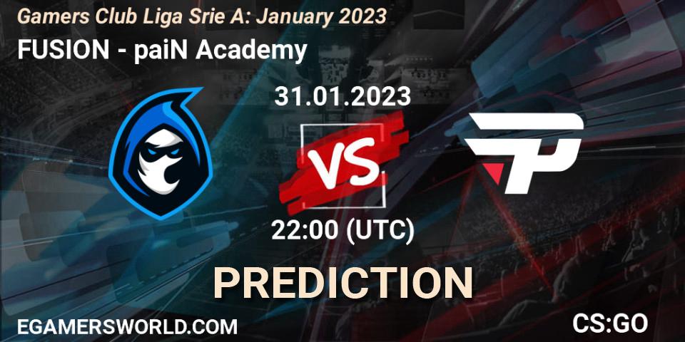 Pronóstico FUSION - paiN Academy. 31.01.23, CS2 (CS:GO), Gamers Club Liga Série A: January 2023
