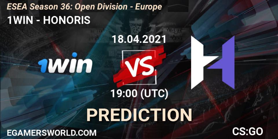 Pronóstico 1WIN - HONORIS. 18.04.2021 at 19:00, Counter-Strike (CS2), ESEA Season 36: Open Division - Europe