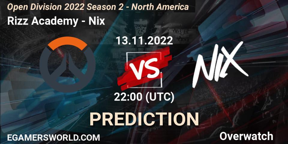 Pronóstico Rizz Academy - Nix. 13.11.2022 at 22:00, Overwatch, Open Division 2022 Season 2 - North America
