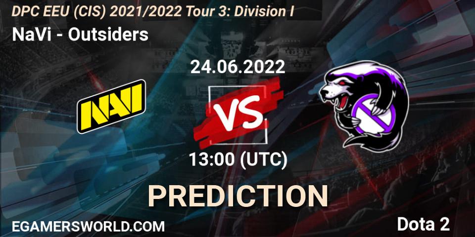 Pronóstico NaVi - Outsiders. 24.06.2022 at 13:01, Dota 2, DPC EEU (CIS) 2021/2022 Tour 3: Division I