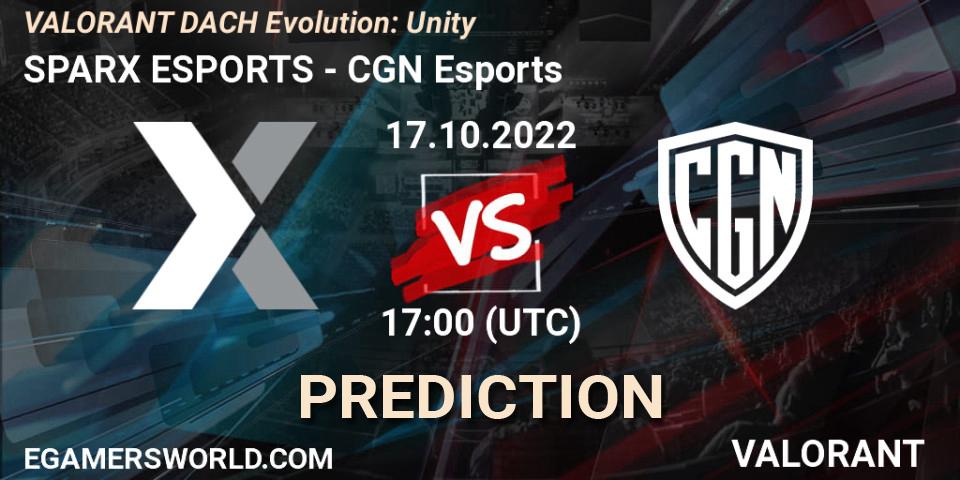 Pronóstico SPARX ESPORTS - CGN Esports. 17.10.2022 at 17:00, VALORANT, VALORANT DACH Evolution: Unity