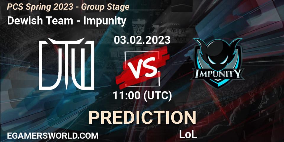 Pronóstico Dewish Team - Impunity. 03.02.2023 at 11:00, LoL, PCS Spring 2023 - Group Stage