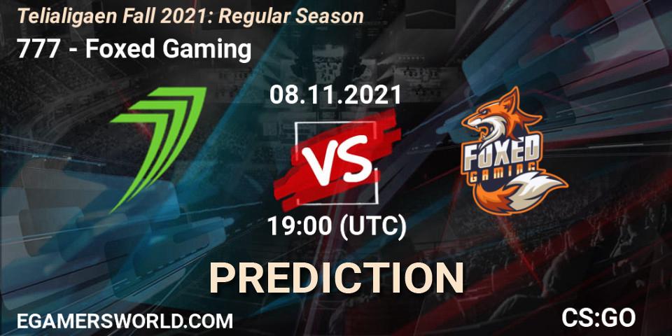 Pronóstico 777 - Foxed Gaming. 08.11.2021 at 19:00, Counter-Strike (CS2), Telialigaen Fall 2021: Regular Season