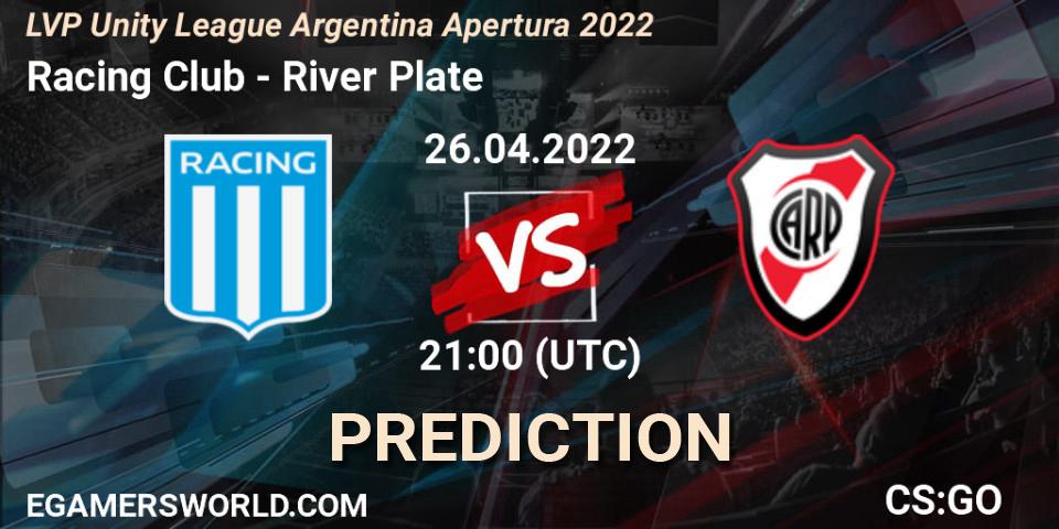 Pronóstico Racing Club - River Plate. 26.04.2022 at 21:00, Counter-Strike (CS2), LVP Unity League Argentina Apertura 2022