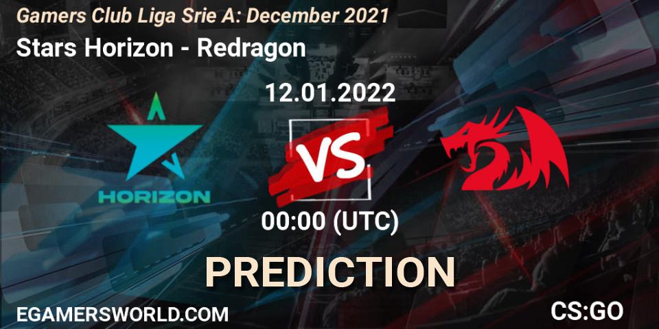 Pronóstico Stars Horizon - Redragon. 12.01.2022 at 00:00, Counter-Strike (CS2), Gamers Club Liga Série A: December 2021