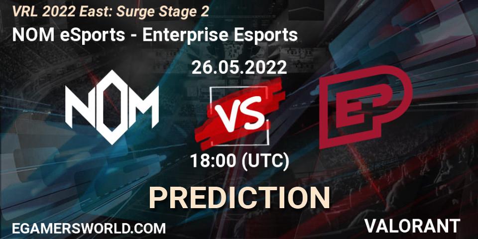 Pronóstico NOM eSports - Enterprise Esports. 26.05.2022 at 18:25, VALORANT, VRL 2022 East: Surge Stage 2