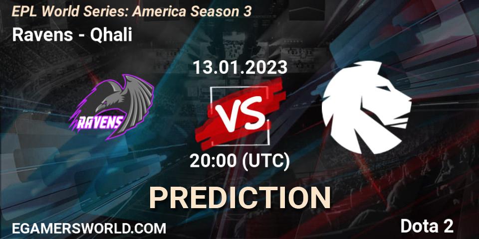 Pronóstico Ravens - Qhali. 13.01.2023 at 20:00, Dota 2, EPL World Series: America Season 3