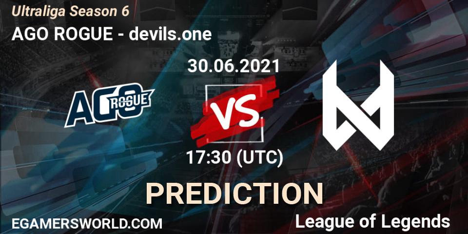 Pronóstico AGO ROGUE - devils.one. 30.06.2021 at 17:30, LoL, Ultraliga Season 6