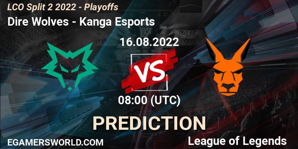 Pronóstico Dire Wolves - Kanga Esports. 16.08.2022 at 08:00, LoL, LCO Split 2 2022 - Playoffs