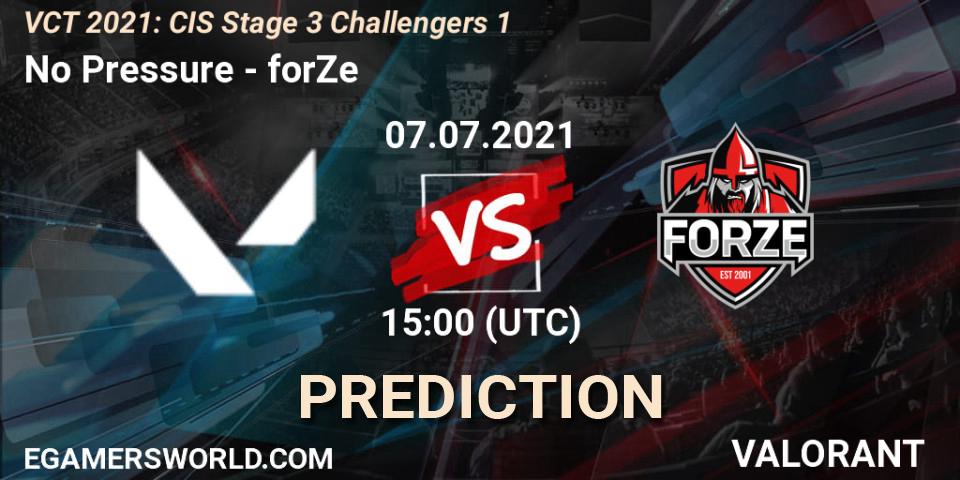 Pronóstico No Pressure - forZe. 07.07.2021 at 15:00, VALORANT, VCT 2021: CIS Stage 3 Challengers 1