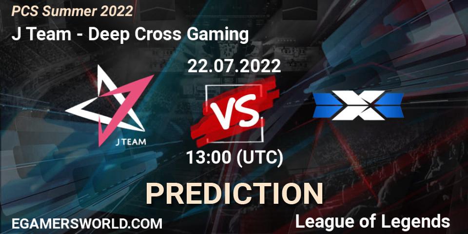 Pronóstico J Team - Deep Cross Gaming. 22.07.2022 at 11:00, LoL, PCS Summer 2022