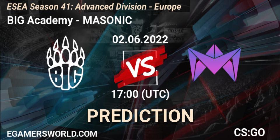 Pronóstico BIG Academy - MASONIC. 02.06.2022 at 17:00, Counter-Strike (CS2), ESEA Season 41: Advanced Division - Europe
