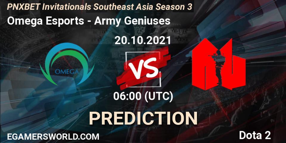 Pronóstico Omega Esports - Army Geniuses. 20.10.2021 at 06:07, Dota 2, PNXBET Invitationals Southeast Asia Season 3