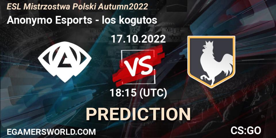 Pronóstico Anonymo Esports - los kogutos. 17.10.2022 at 18:15, Counter-Strike (CS2), ESL Mistrzostwa Polski Autumn 2022