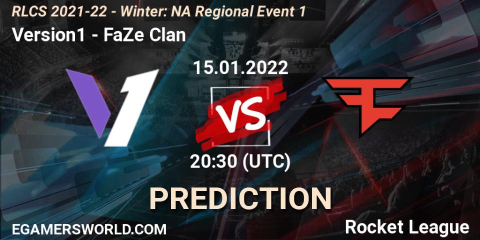 Pronóstico Version1 - FaZe Clan. 15.01.22, Rocket League, RLCS 2021-22 - Winter: NA Regional Event 1