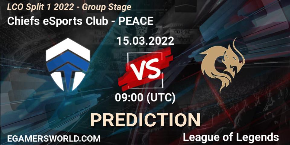 Pronóstico Chiefs eSports Club - PEACE. 15.03.2022 at 09:00, LoL, LCO Split 1 2022 - Group Stage 