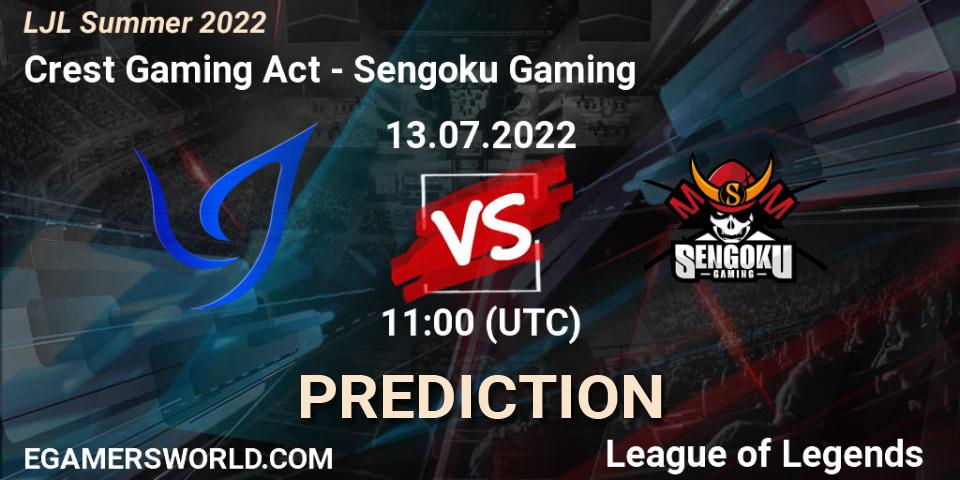 Pronóstico Crest Gaming Act - Sengoku Gaming. 13.07.2022 at 11:15, LoL, LJL Summer 2022