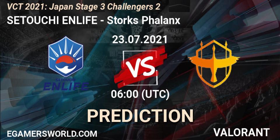 Pronóstico SETOUCHI ENLIFE - Storks Phalanx. 23.07.2021 at 06:00, VALORANT, VCT 2021: Japan Stage 3 Challengers 2