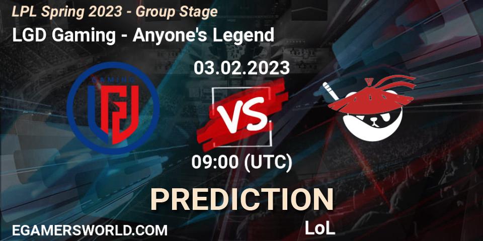Pronóstico LGD Gaming - Anyone's Legend. 03.02.23, LoL, LPL Spring 2023 - Group Stage