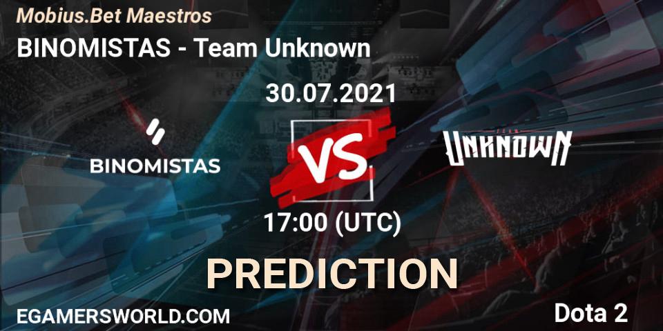 Pronóstico BINOMISTAS - Team Unknown. 30.07.2021 at 19:00, Dota 2, Mobius.Bet Maestros