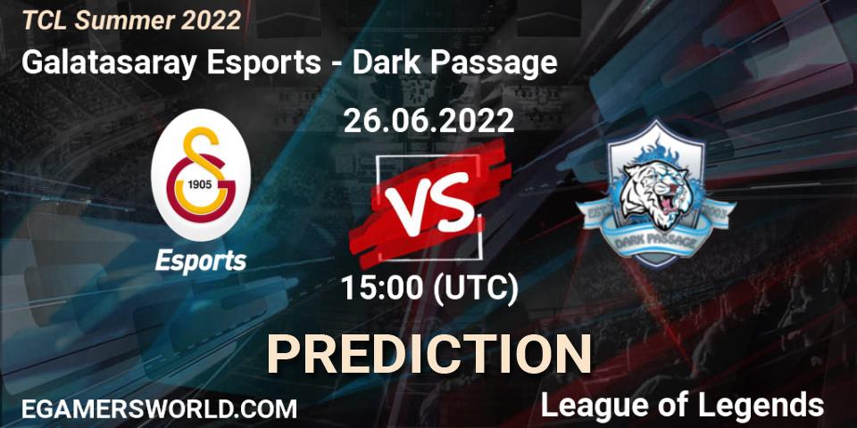 Pronóstico Galatasaray Esports - Dark Passage. 26.06.2022 at 15:00, LoL, TCL Summer 2022