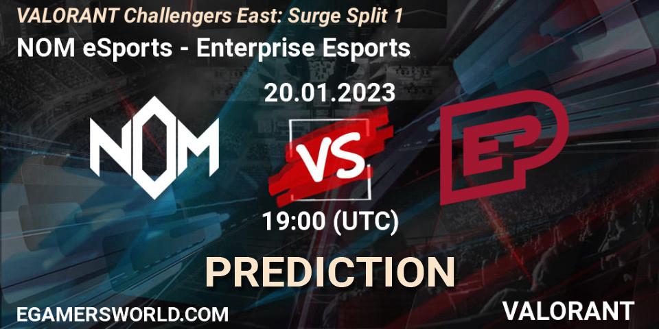 Pronóstico NOM eSports - Enterprise Esports. 20.01.2023 at 19:20, VALORANT, VALORANT Challengers 2023 East: Surge Split 1
