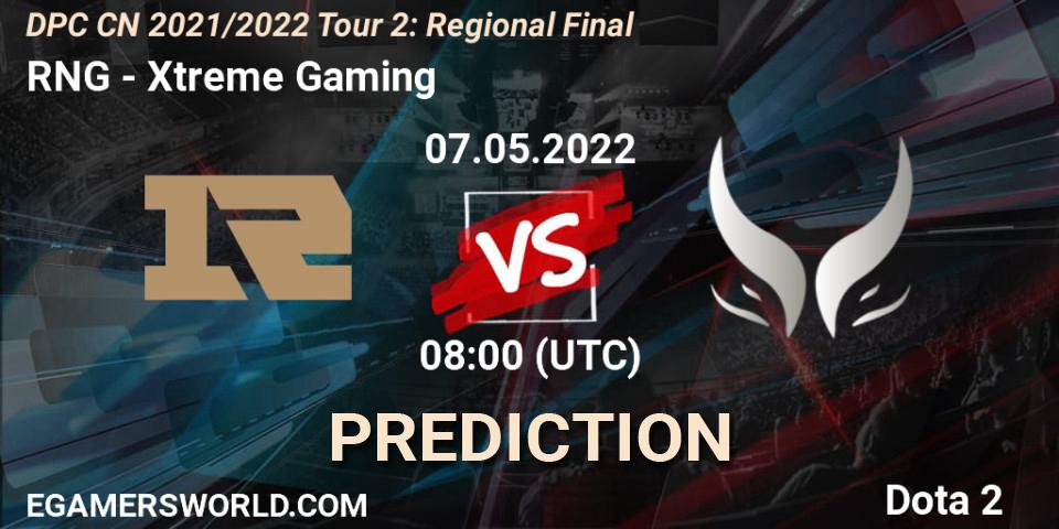 Pronóstico RNG - Xtreme Gaming. 07.05.2022 at 08:00, Dota 2, DPC CN 2021/2022 Tour 2: Regional Final