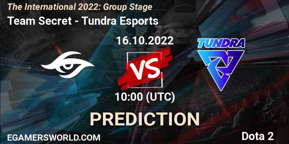 Pronóstico Team Secret - Tundra Esports. 16.10.2022 at 10:47, Dota 2, The International 2022: Group Stage