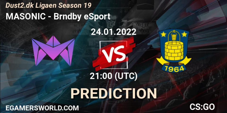 Pronóstico MASONIC - Brøndby eSport. 25.01.2022 at 19:00, Counter-Strike (CS2), Dust2.dk Ligaen Season 19