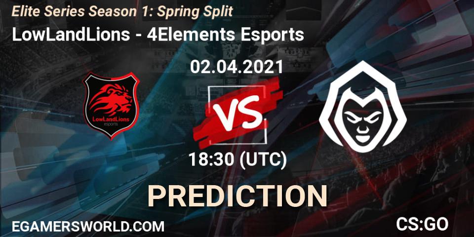 Pronóstico LowLandLions - 4Elements Esports. 02.04.2021 at 19:10, Counter-Strike (CS2), Elite Series Season 1: Spring Split