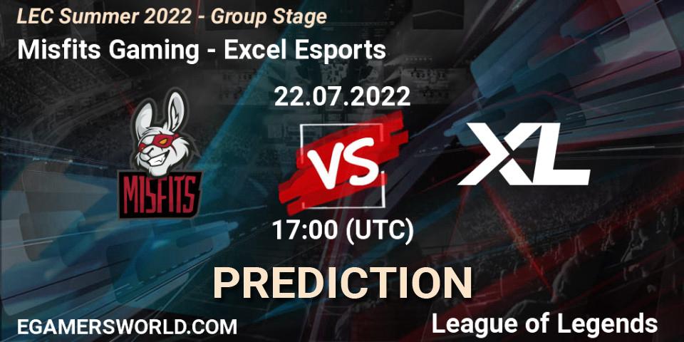 Pronóstico Misfits Gaming - Excel Esports. 22.07.22, LoL, LEC Summer 2022 - Group Stage