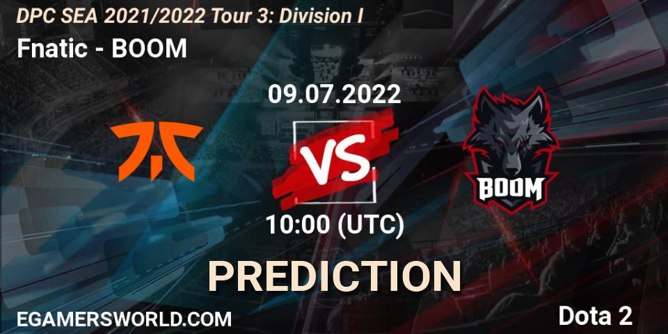 Pronóstico Fnatic - BOOM. 09.07.2022 at 10:00, Dota 2, DPC SEA 2021/2022 Tour 3: Division I