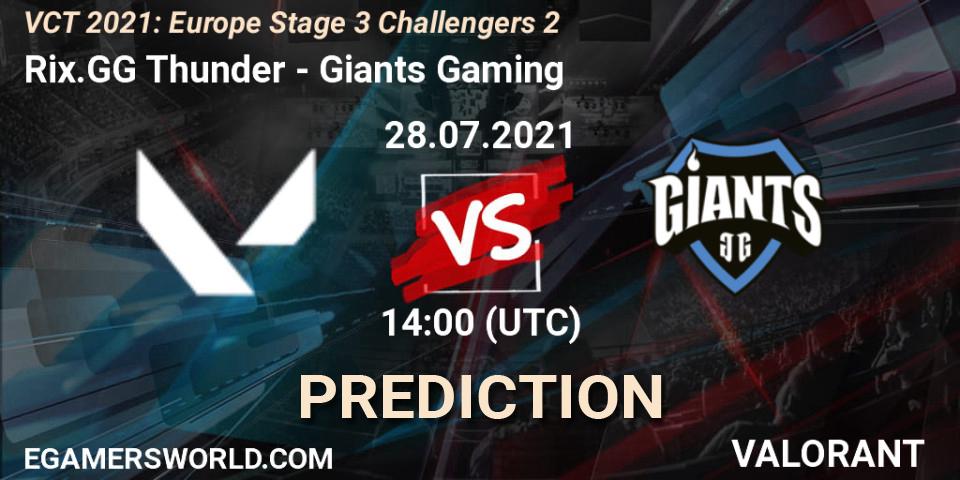 Pronóstico Rix.GG Thunder - Giants Gaming. 28.07.2021 at 15:00, VALORANT, VCT 2021: Europe Stage 3 Challengers 2