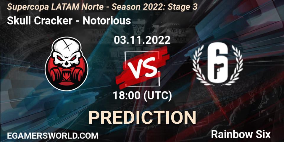 Pronóstico Skull Cracker - Notorious. 03.11.2022 at 18:00, Rainbow Six, Supercopa LATAM Norte - Season 2022: Stage 3