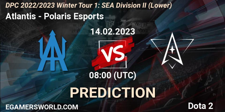 Pronóstico Atlantis - Polaris Esports. 15.02.23, Dota 2, DPC 2022/2023 Winter Tour 1: SEA Division II (Lower)