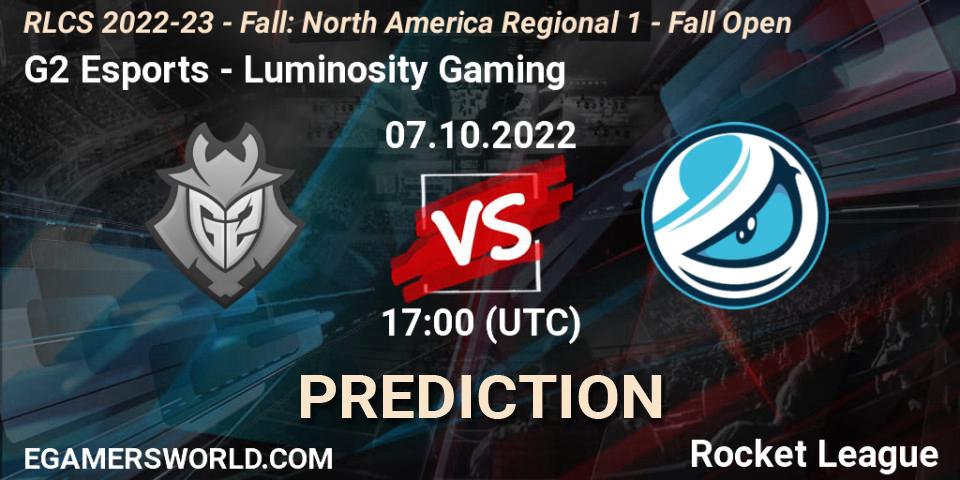 Pronóstico G2 Esports - Luminosity Gaming. 07.10.2022 at 17:00, Rocket League, RLCS 2022-23 - Fall: North America Regional 1 - Fall Open