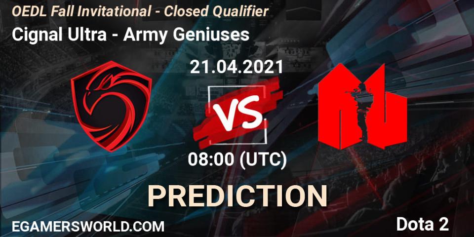 Pronóstico Cignal Ultra - Army Geniuses. 21.04.2021 at 08:09, Dota 2, OEDL Fall Invitational - Closed Qualifier